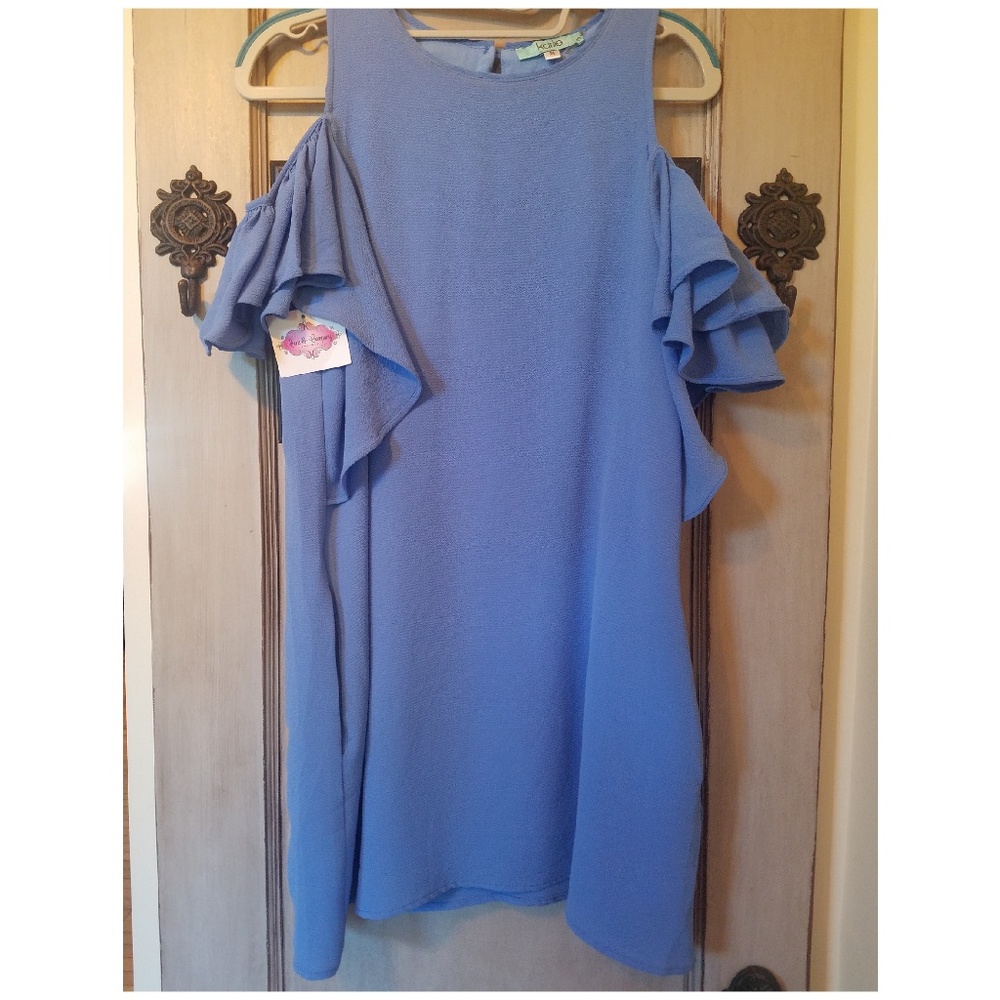 Blue Midi Cold Shoulder Dress